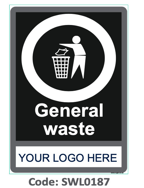 Gen Wasste Sign SWL0187 General Waste Sign - Rugbi Industrial Supplies