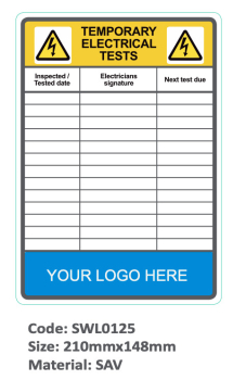 Small Super Test Sign SWL0125 Temp Electic Test Sign - Rugbi Industrial Supplies