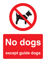 NO DOGS EXCEPT GUIDE DOGS
