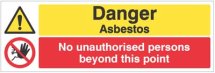 DANGER ASBESTOS NO UNAUTH PERSONS BEYOND THIS POINT