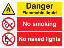 DANGER FLAMMABLE LIQUID NO SMOKING NO NAKED LIGHTS