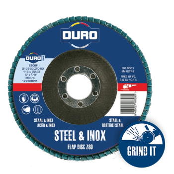 5Inch ANGLED FLAP DISC 100 GRIT BOX OF 10 - DURO