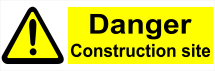 DANGER CONSTRUCTION SITE 600X200