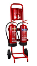 METAL PLATE FIRE TROLLEY STAND (EXCLUDING EXTINGUISHERS)